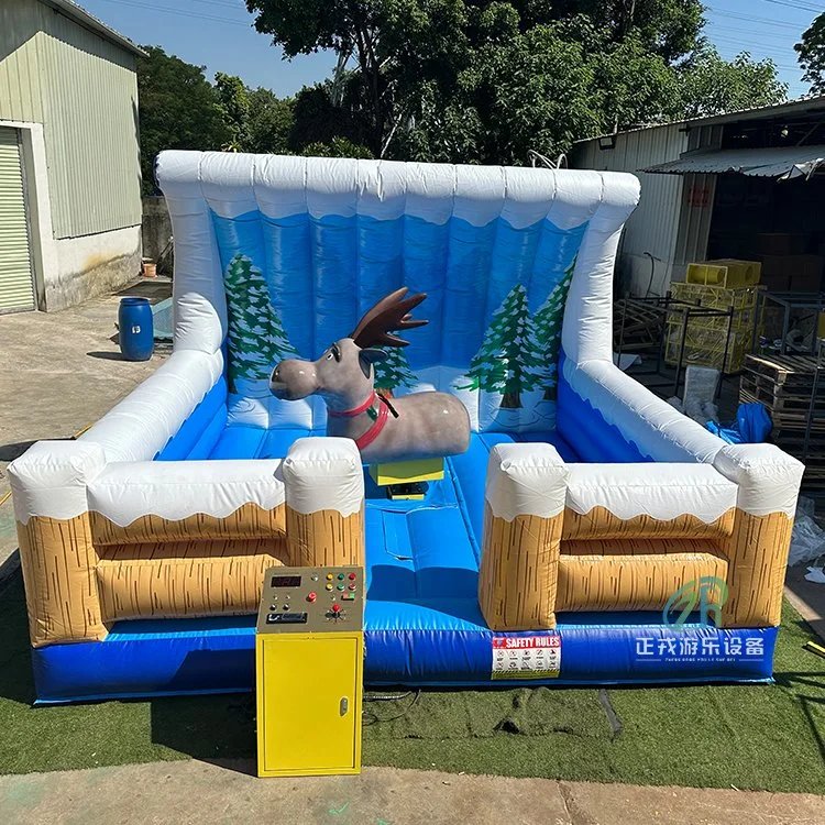 Christmas Elk Rodeo Mechanical Bull Inflatable Bullfighting Machine with Arena Mattress for Sale