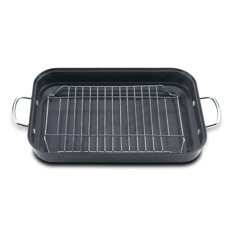 Factory Wholesale Carbon Steel Non-Stick Barbecue Roasting Pan with Rack BBQ Tools