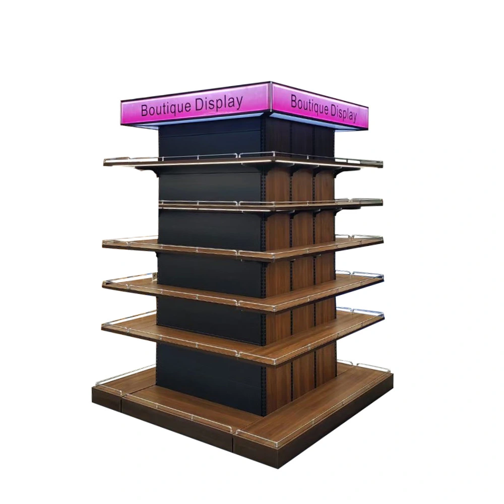 Customized Size Wooden Metal Shelf Display Rack for Supermarket