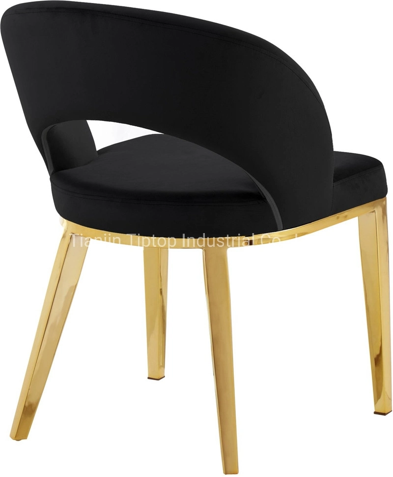 Modern Luxury Velvet Cushion Dining Chair Stainless Steel Waiting Bench &amp; Chair Supplier