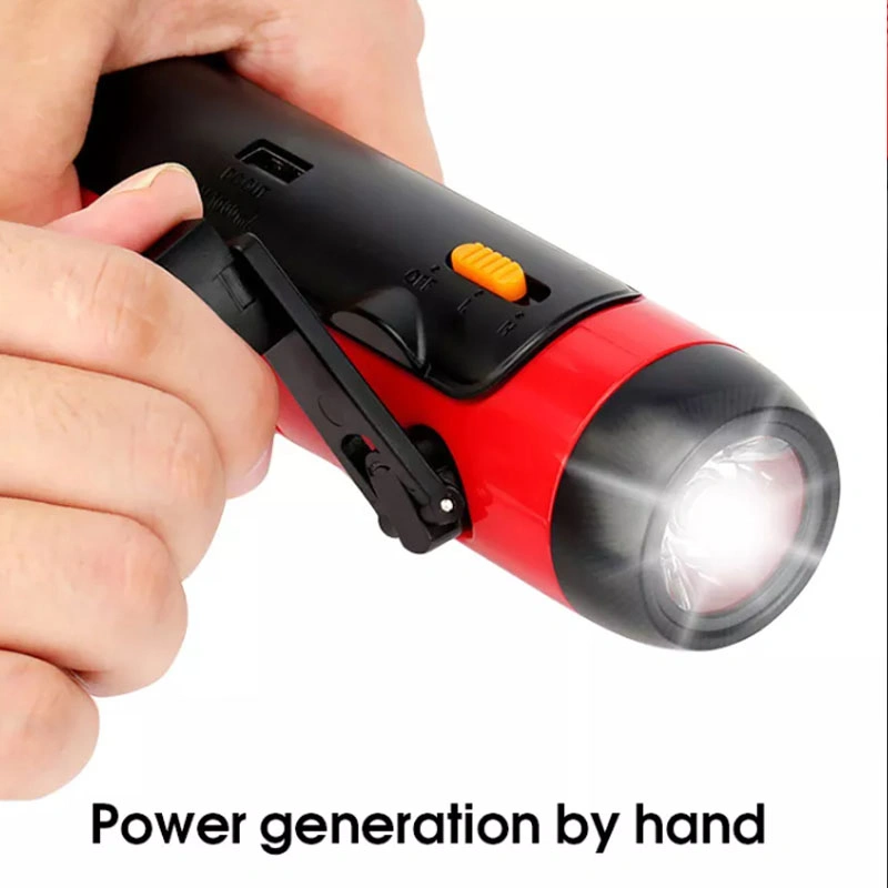 Portable LED Flashlight Hand Crank Dynamo Torch Lantern Professional Tent Light for Outdoor Camping Emergency Power Bank