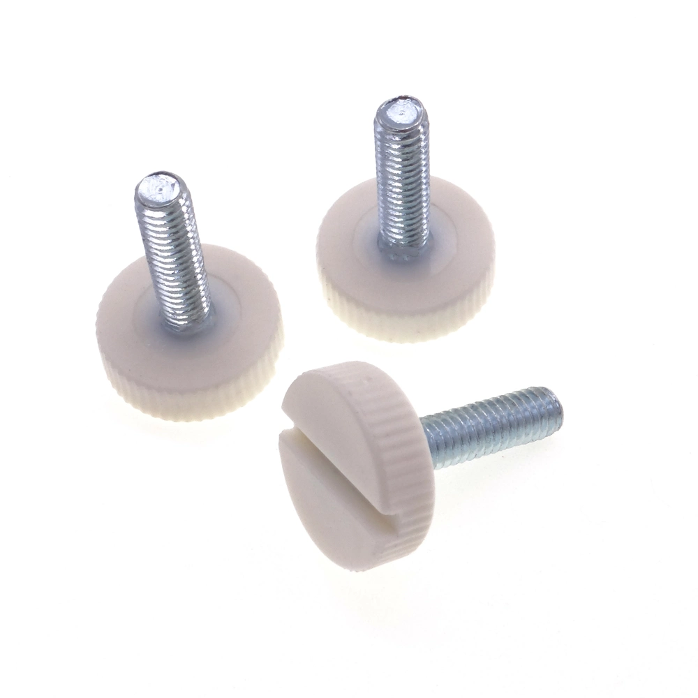 M4*19 Blue Zinc-Plated Carbon Steel Slotted White Plastic Flat Head Thumb Screw