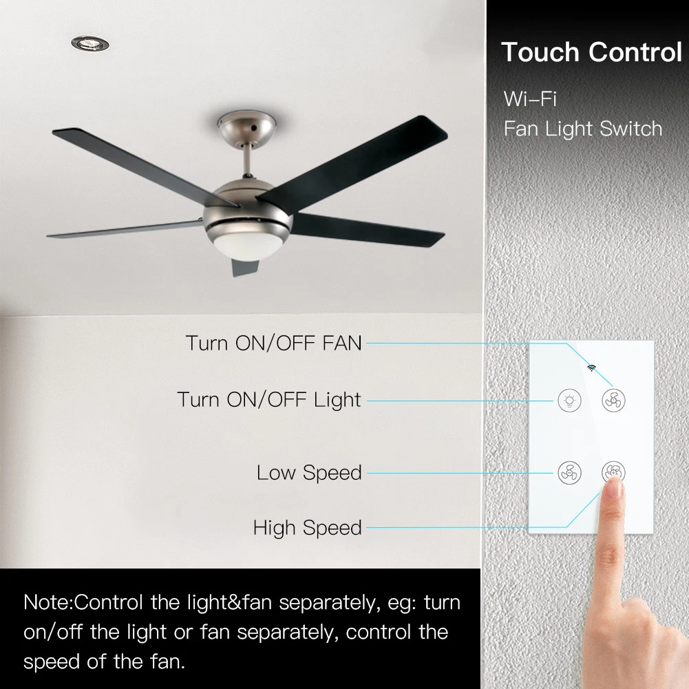 ceiling Fan Light Switches Tuya Smart Wall Switches Alexa Acho Wireless Remote Control Smart Home Automation Can Add RF433 Remote Control