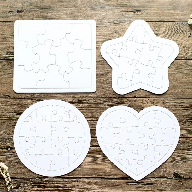 Heat Transfer Printing White Mold Colouring Paper Puzzles Children&prime; S DIY Drawing Graffiti Blank Puzzle Board Early Education Puzzle