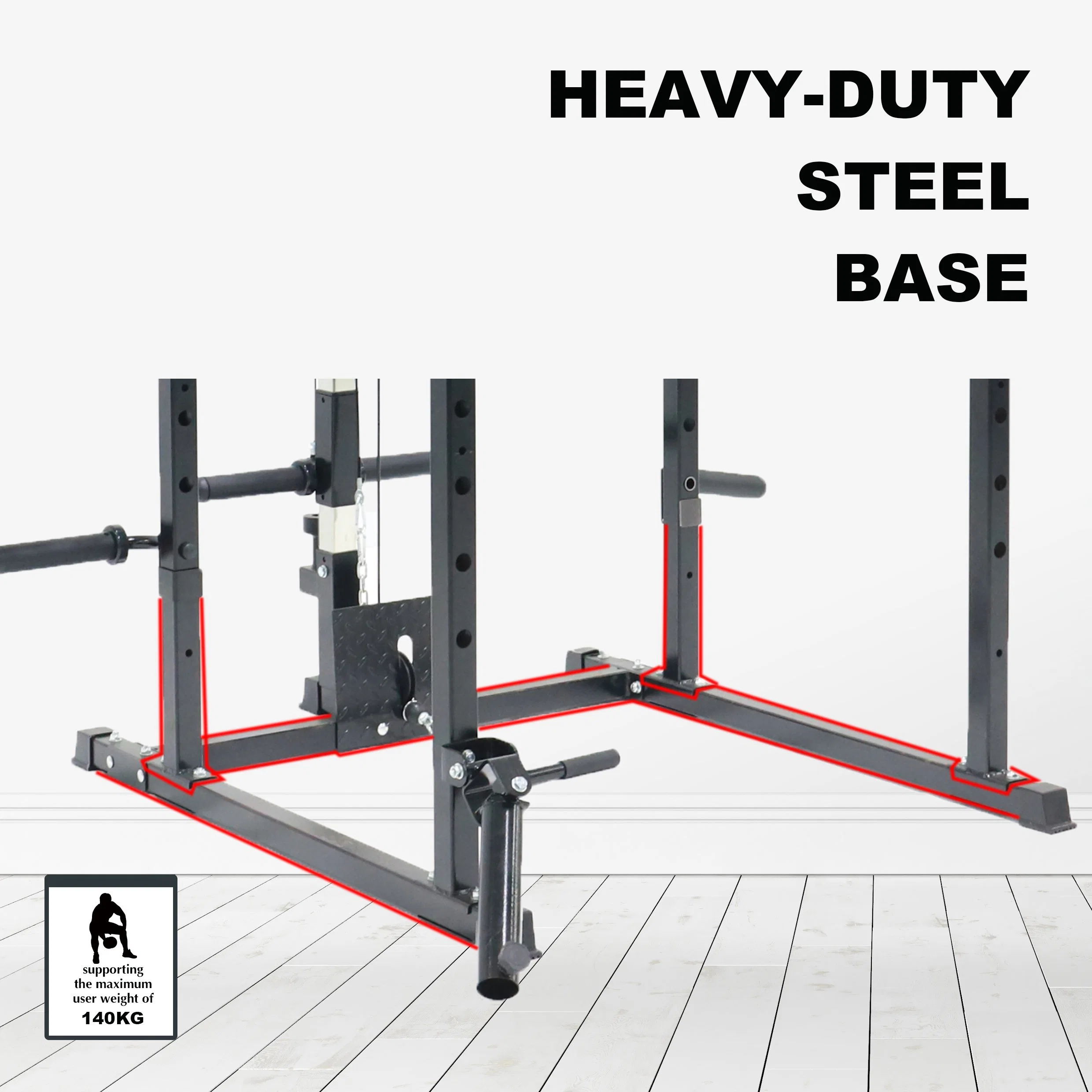 Squat Rack with Optional Lat Pull-Down Attachment, Q235 Steel, 1000lbs Capacity, Strength Training Gym Equipment