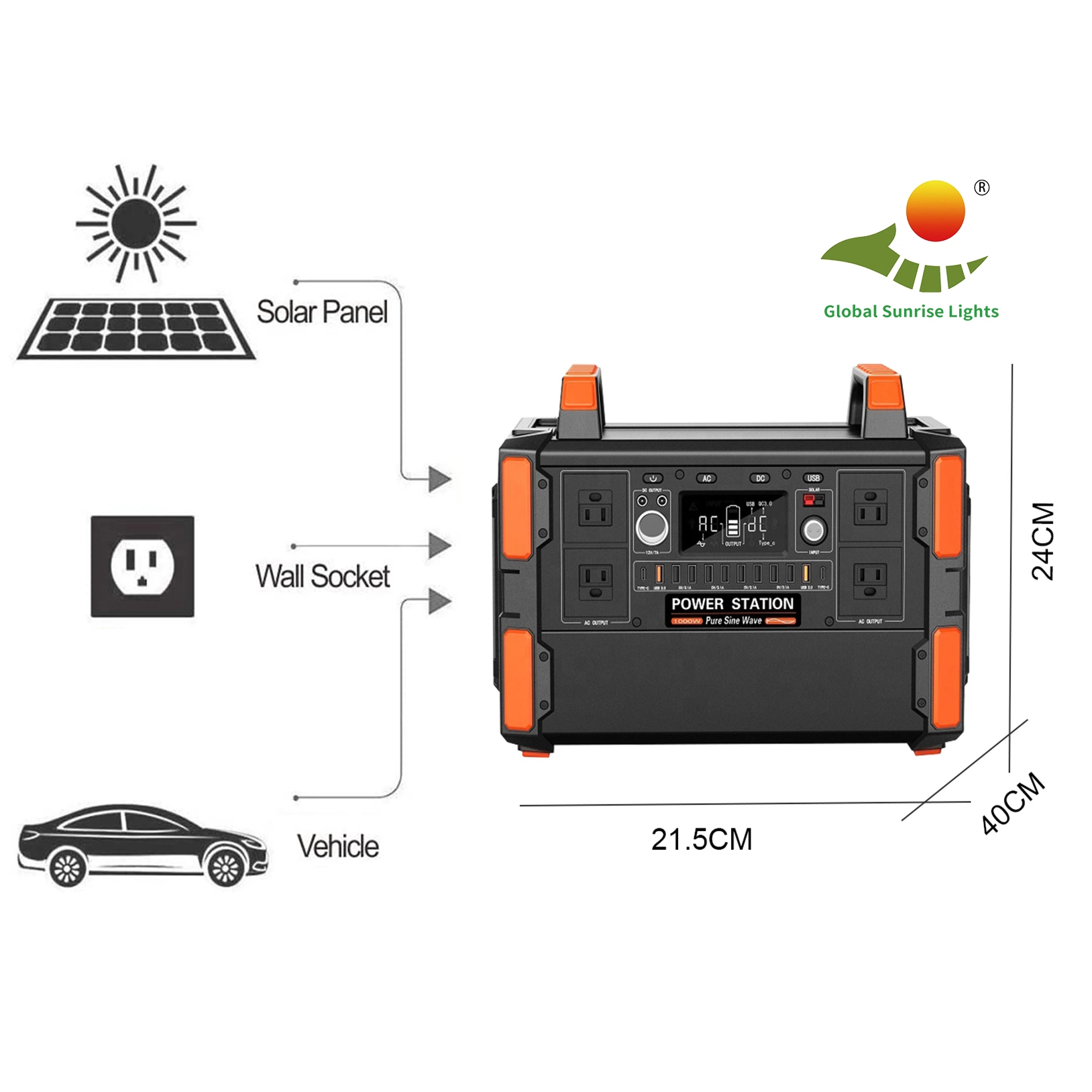 Solar Tragbarer Griff Inverter und Generator tragen unter 500W Haushaltsgeräte wie Herd Kamera, LED, Ventilator, TV