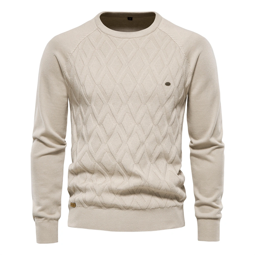 Custom Men Crew Neck Jersey Knit Argyle Fit Knitted Pullover Sweater