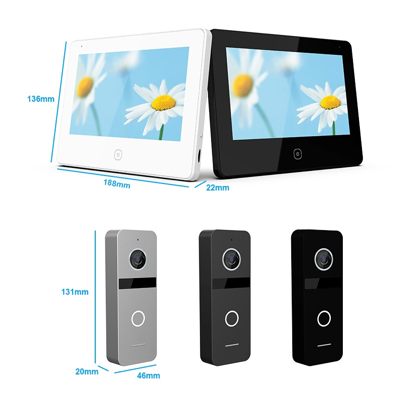 4-Wire HD Touch Screen 7 Inches Intercom Home Security Video Doorphone with Memory