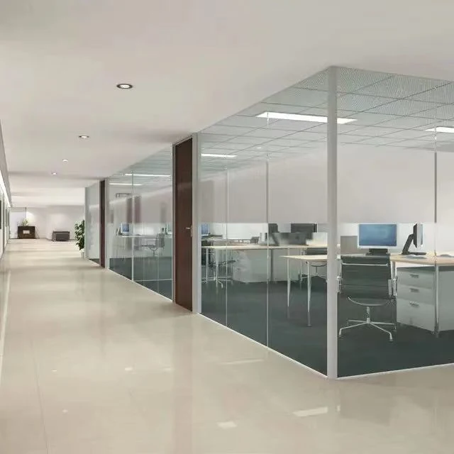 Higl Quality Modern Design Single Tempered Glass MDF Chip Board Aluminium Partition Wall