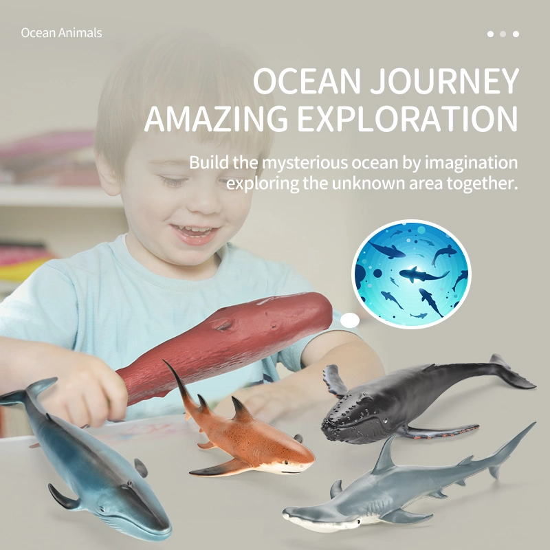 Child Bath Marine Biological Toys Realistic Rubber Sea Animals Figurines Plastic Ocean Animals Sharks Figures Toy for Kid Inflatable Products