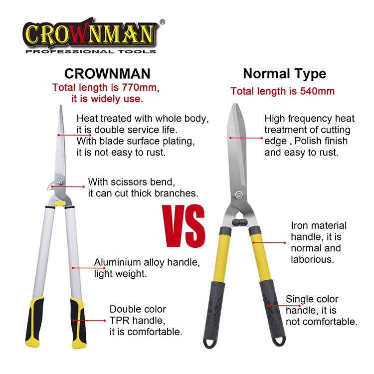 Crownman Industrial Grade Hand Tools, Garden Tools, Hardware, Heavy Duty Hand Using Aluminium Hedge Shear for Trimming Borders Hedge Pruning Shear