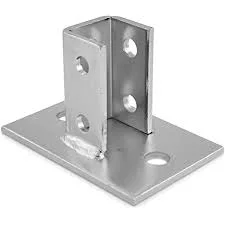 4 Holes Square Mount Post Base Channel for Single Strut Channel Fittings Secures Strut Assembly to Floors, Surfaces