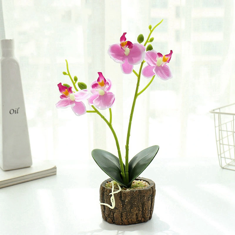 Günstige gute Qualität bunte Kunstfaux Künstliche Orchidee Blume mit Zement Topf