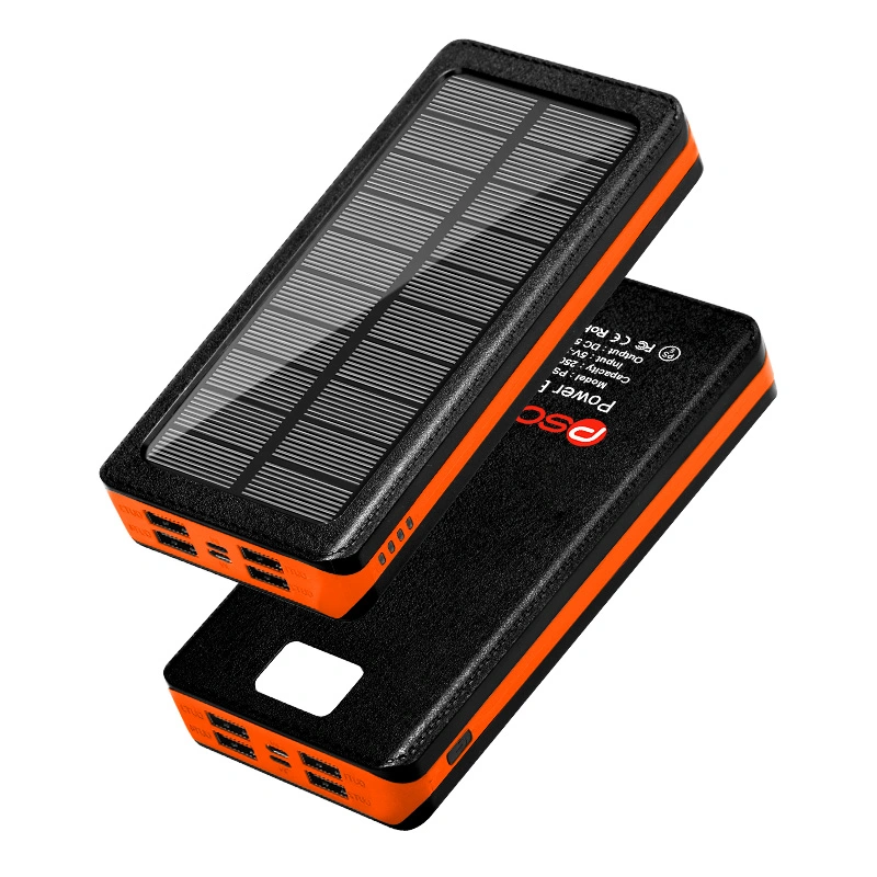 Impermeable de color naranja 20000mAh Cargador solar la energía solar al aire libre con una fuerte Banco Linterna