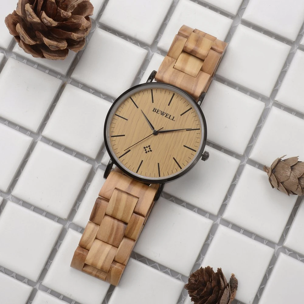 Latest Design Factory Directly Supply Fashion 3ATM Water Resistant Stainless Steel and Wood Gift Watch