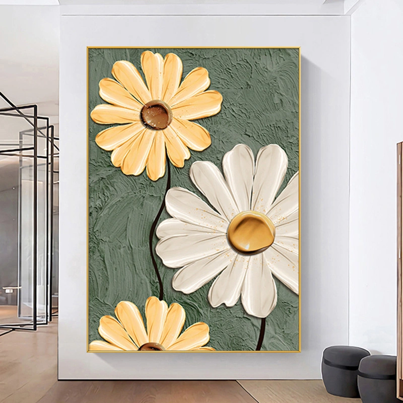 Black and White Wall Art Prints Custom Made Lotus Flower Hand Oil Canvas Painting for Home Decor