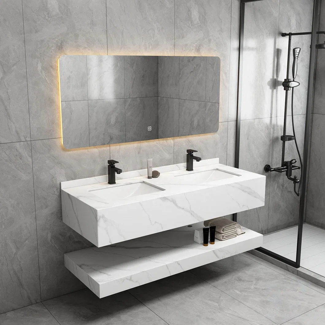 Lavabo moderno de cerámica pequeño cuarto de baño de pared Mount Marble Corner Mini tocador de baño