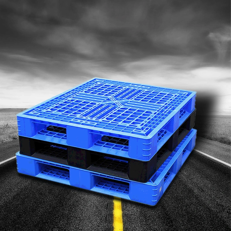 Grid Mesh Top Six Runner Plastic Pallet with 6 Skids Cargo Storage Transportation