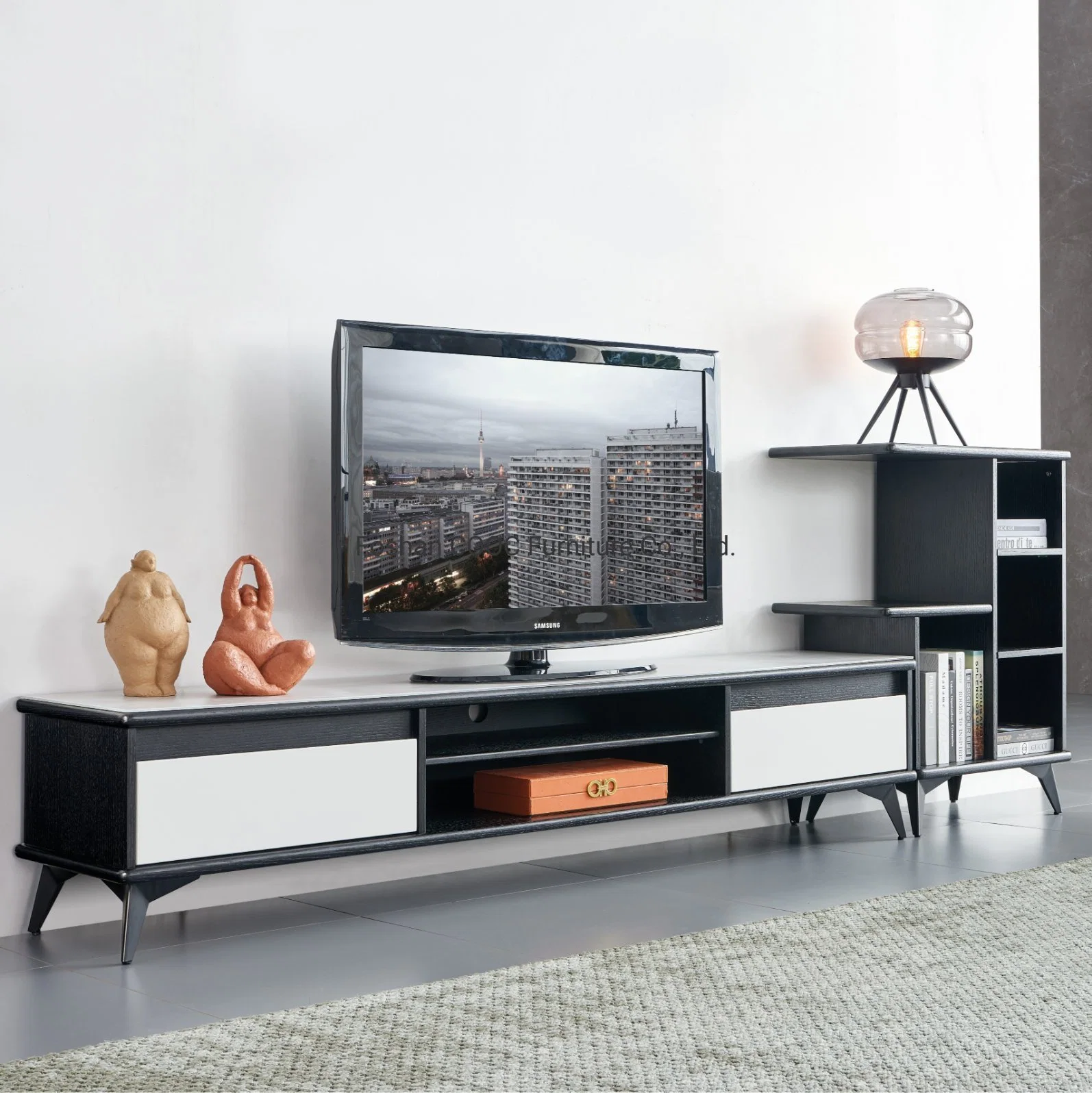 Cooc The Latest Furniture Craft Glass End Table Cabinet TV Stand Living Room Entertainment Unit