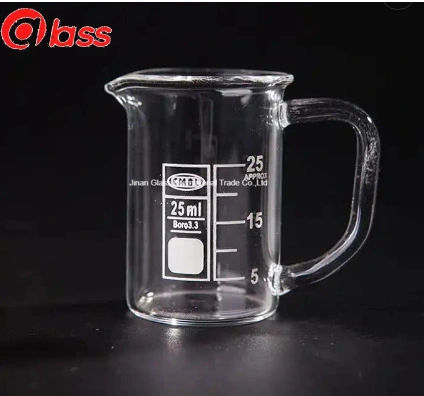 Mini 25ml Glass Beakers with Handle School Lab Glass Also as Kitchen Measuring Tools and Garden Flower Pot