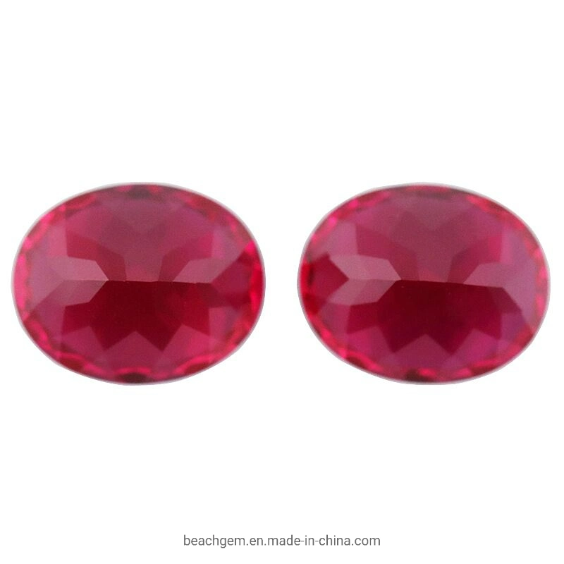 Czochralski Method Lab Created Ruby Oval Shape Gemstone for Jewelry Setting