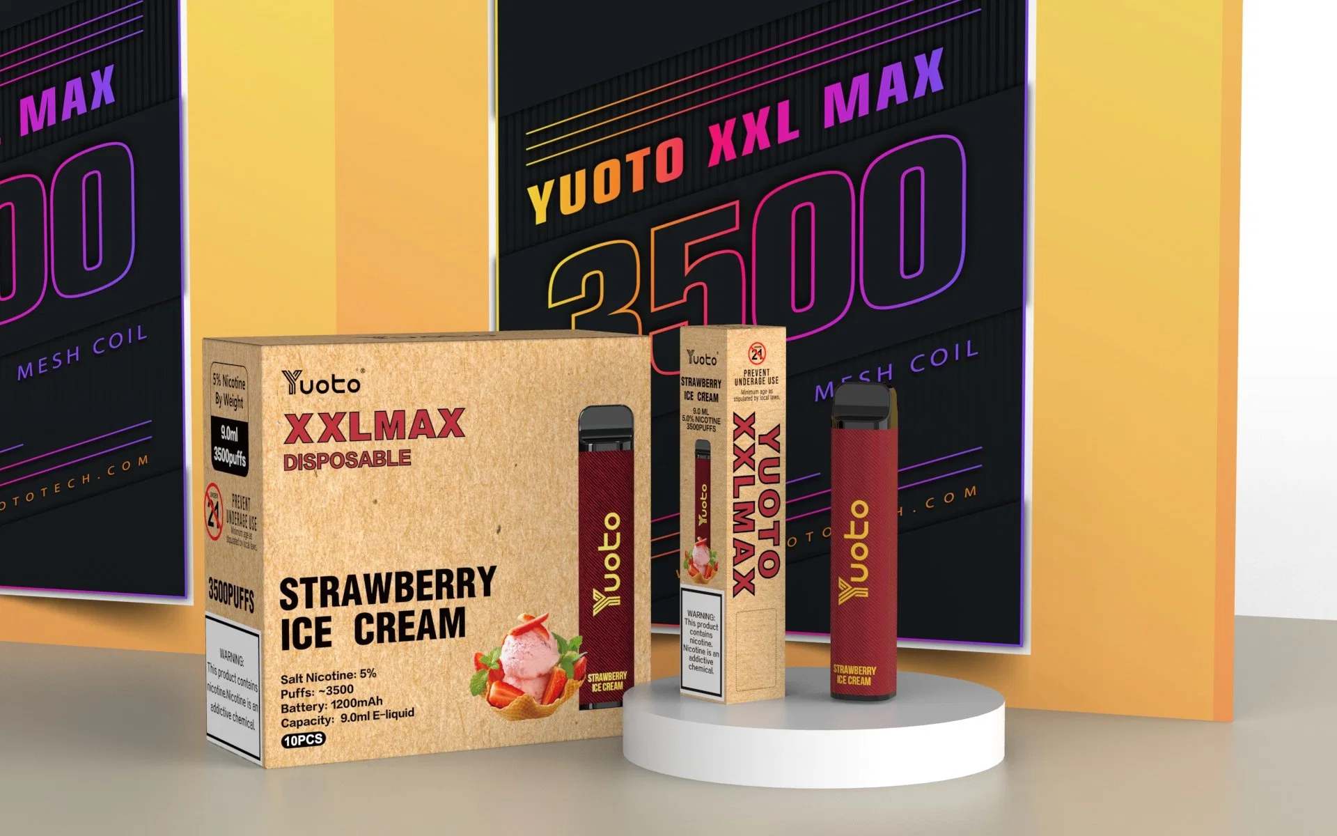 19 Flavors Yuoto XXL Max 3500 Puff 9ml Vape Juice 1200mAh Lithium Battery 0/2/5% Nicotine Mesh Coil Personalize Vapor