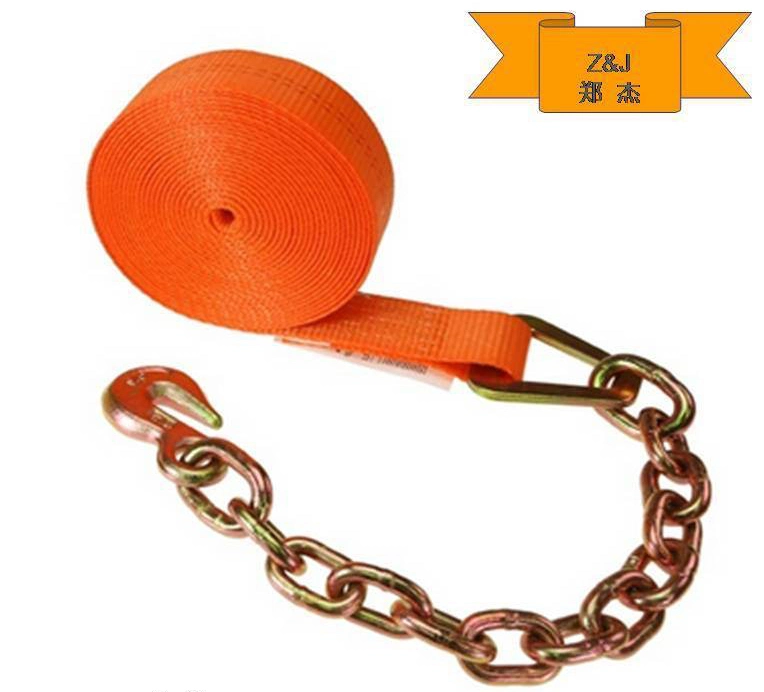 Customized 2" X 30&prime; Ratchet Tie Down W/Chain Hinge Extension