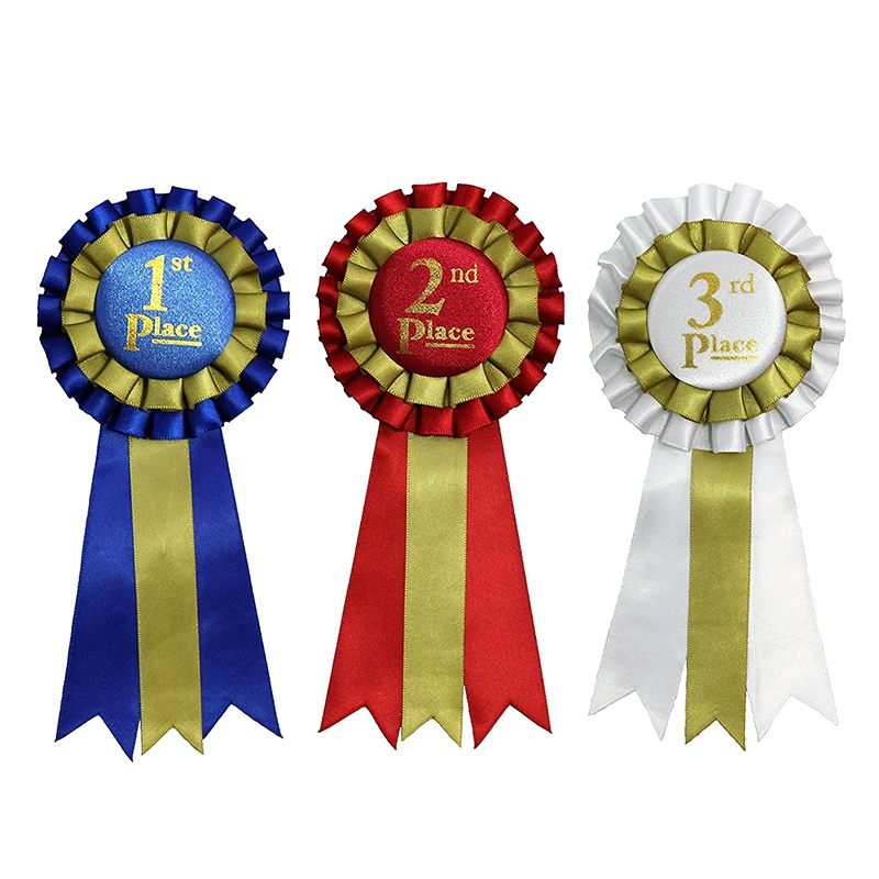 Custom Logo Multi-Color Printed Vintage Horse Show Ribbon Rosettes Ribbons Awards Fabric with Pins