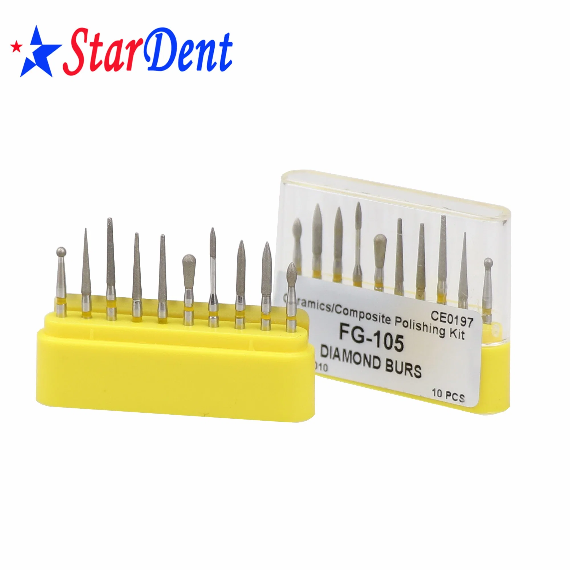 Dental Diamond Burs Kit Fg-105 Ceramic Polishing Kit Composite Polishing Kit for High Speed Handpiece Diamond Drill Kit