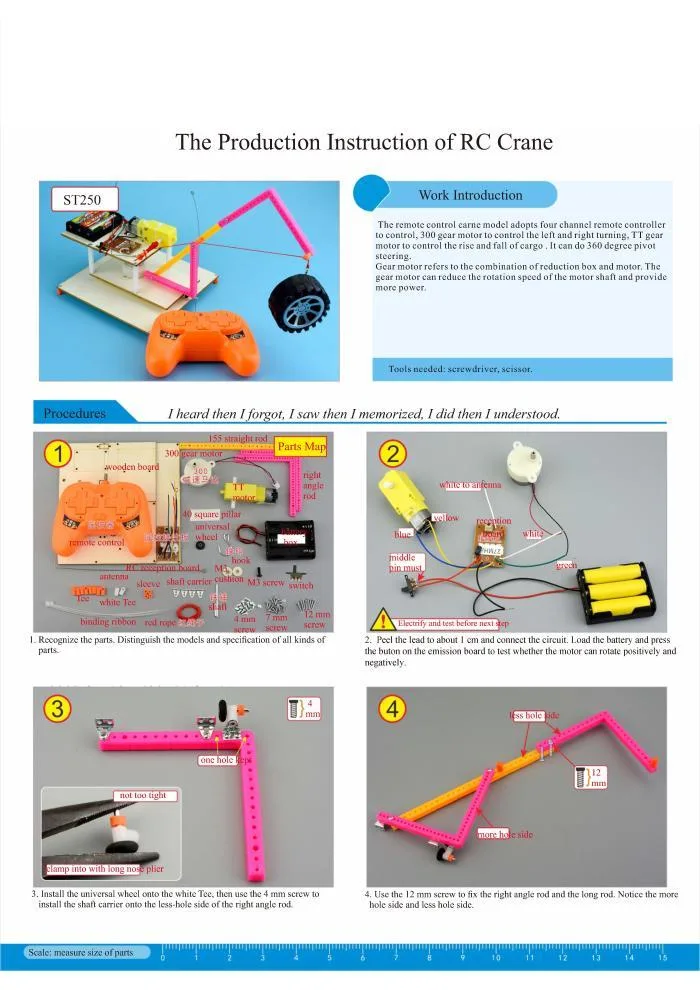 Kinder handgefertigtes Kit DIY RC Kran Modell Magic Spielzeug für Kinder