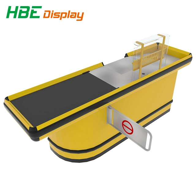 Supermarket Automatic Cash Conveyor Checkout Counters with Safety Gate