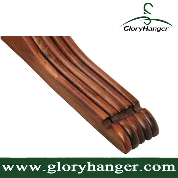 Non-Slip Walnut Wooden Clothes Garment Hanger with Notched Shoulders