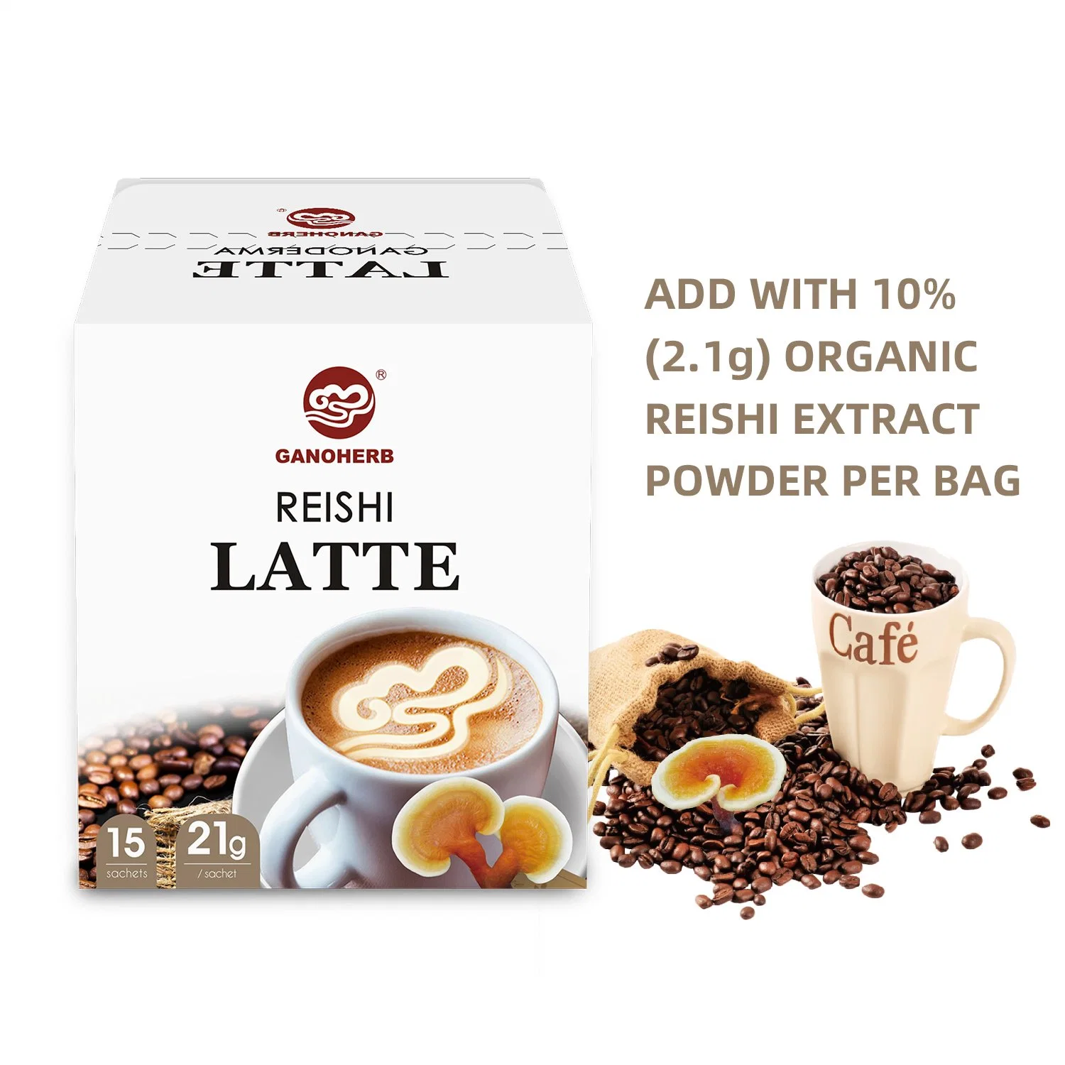 Vente en gros OEM Organic 3en 1 Instant Coffee Latte Coffee certifié halal Avec Shell-Broken Spore Powder Factory Bulk Factory