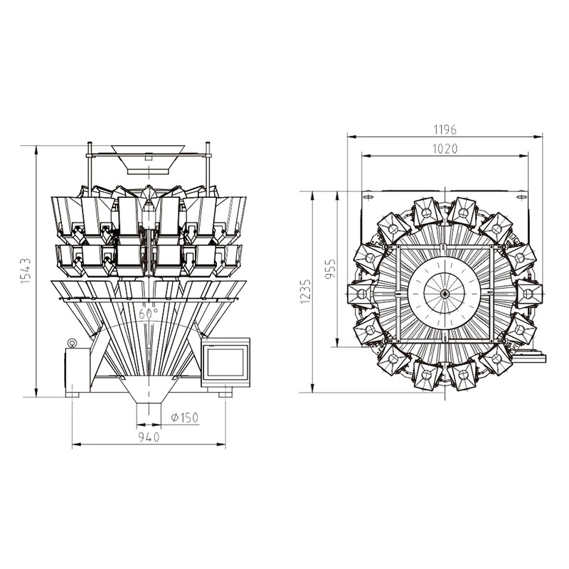 Produtos em forma Sitck Jw-Am14 Pesador Multihead balanças electrónicas para salsichas