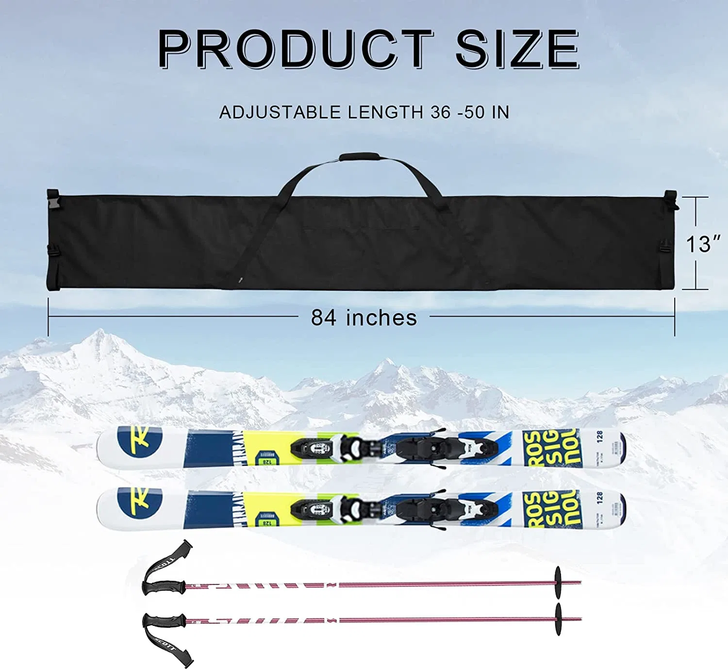 Ski Bag Adjustable Length Skiing Travel Carry Ski Bag Snowboard Bag for Travel Skiing Accessory Equipment