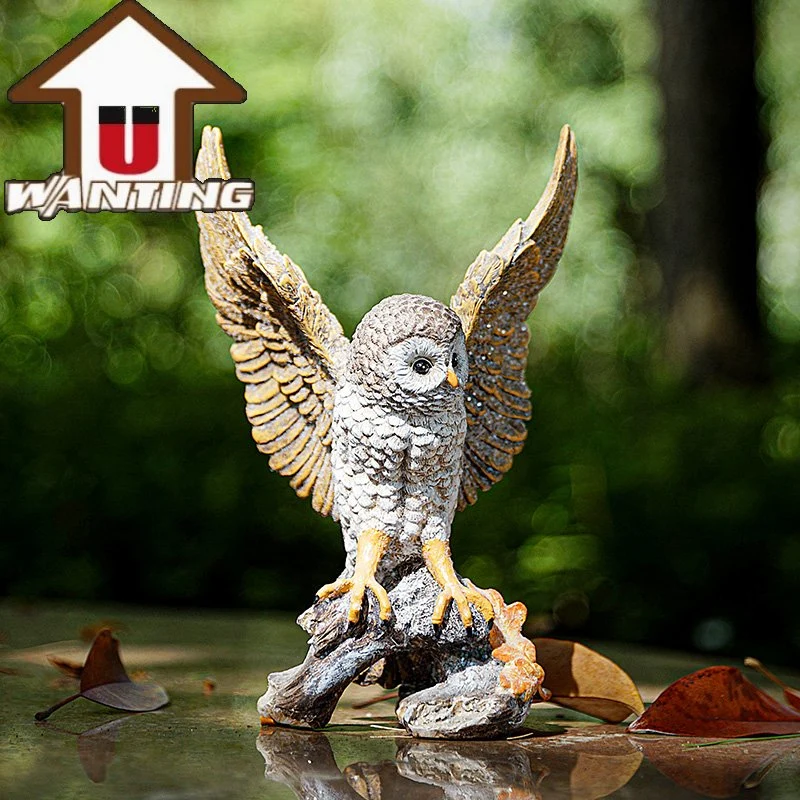 Vente en gros animal Statue hibou Figurine salon Meubles résine oiseau Décoration d'art