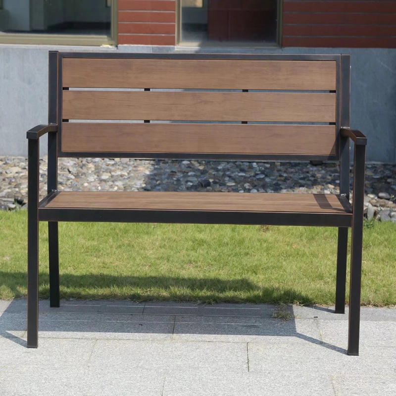 WPC Outdoor Bench 100% Recycled Plastic Wood and Framed with Cast Aluminum Yard Patio Benches