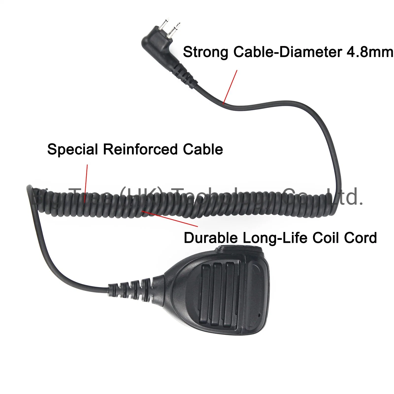 Waterproof Speaker Mic with Reinforced Cable for Motorola Cp040 Dp1400 Cp200 Ep450 2-Pin Radios