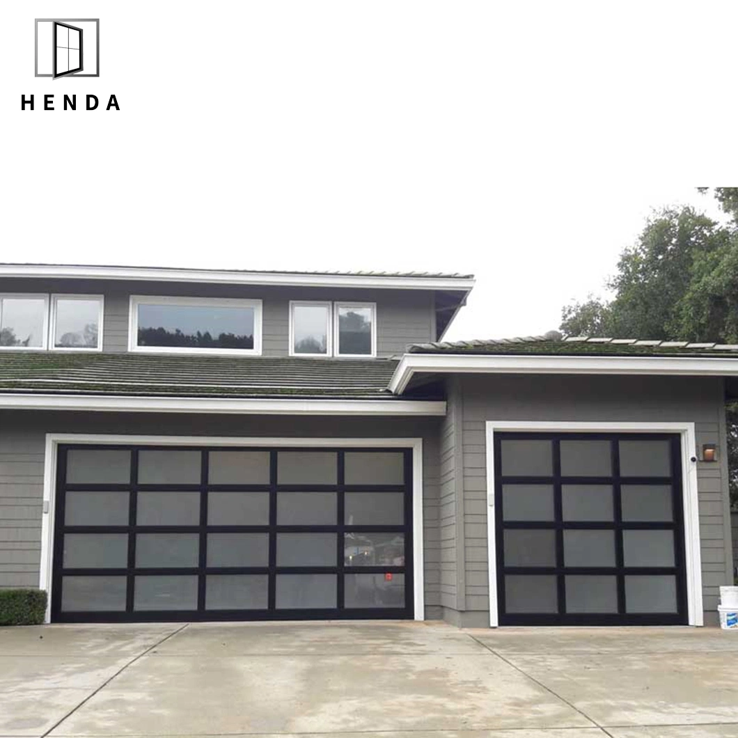 Low Price Residential Automatic Black Aluminum Benefit Glass Sectional Garage Door