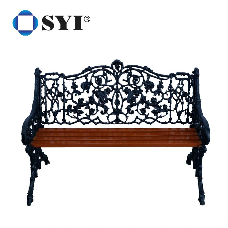 Modern Style Double Seat Outdoor Cast Iron Leg Wood Seating Garden Bench for Public Park