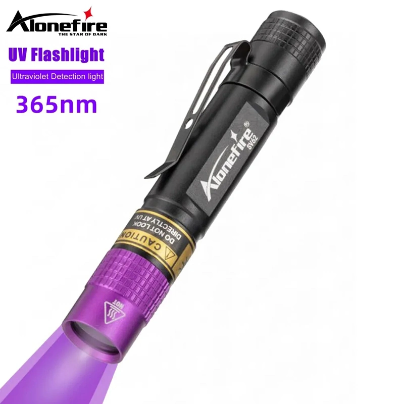 AloneFire Sv62 3 واط ضوء LED 365nm أشعة فوق بنفسجية مال قلم تخطيط أور بول الحيوانات الأليفة ستاين سكوربيون جهاز الكشف ضوء AAA البطارية