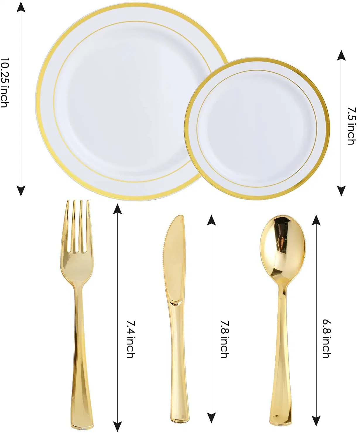 125PCS Gold Plastic Dinnerware Set for Party