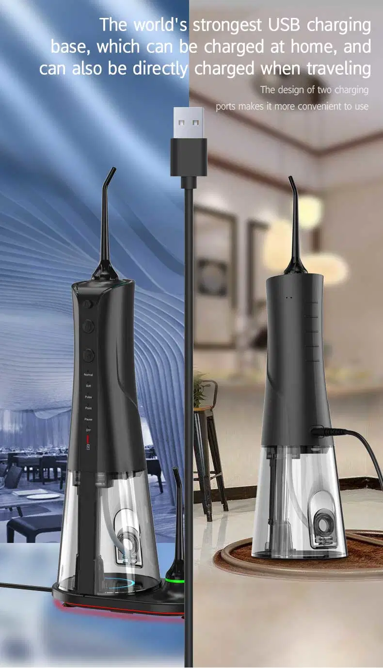 Black White Ravelling Oral Irrigator Teeth Water Flosser Cleaner