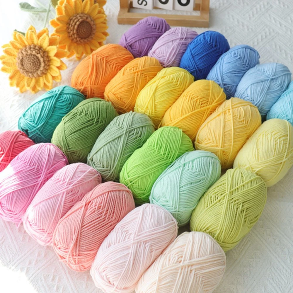 5 Ply Cotton Milk Yarn for Crochet Cotton Blend Yarns 50g/Roll Cotton Acrylic Yarn Good Qiantiy Crochet Thread Cotton Ball Yarn
