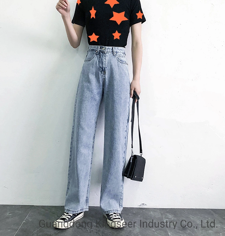 Factory Custom Fashion Clothes Ladies Casual Wholesale Jean Wide-Legged Trousers Used Clothing Women Stock Jeans