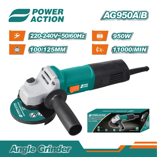 Power Action 950W 100mm 115mm 125mm Grinding Machine Angle Grinder
