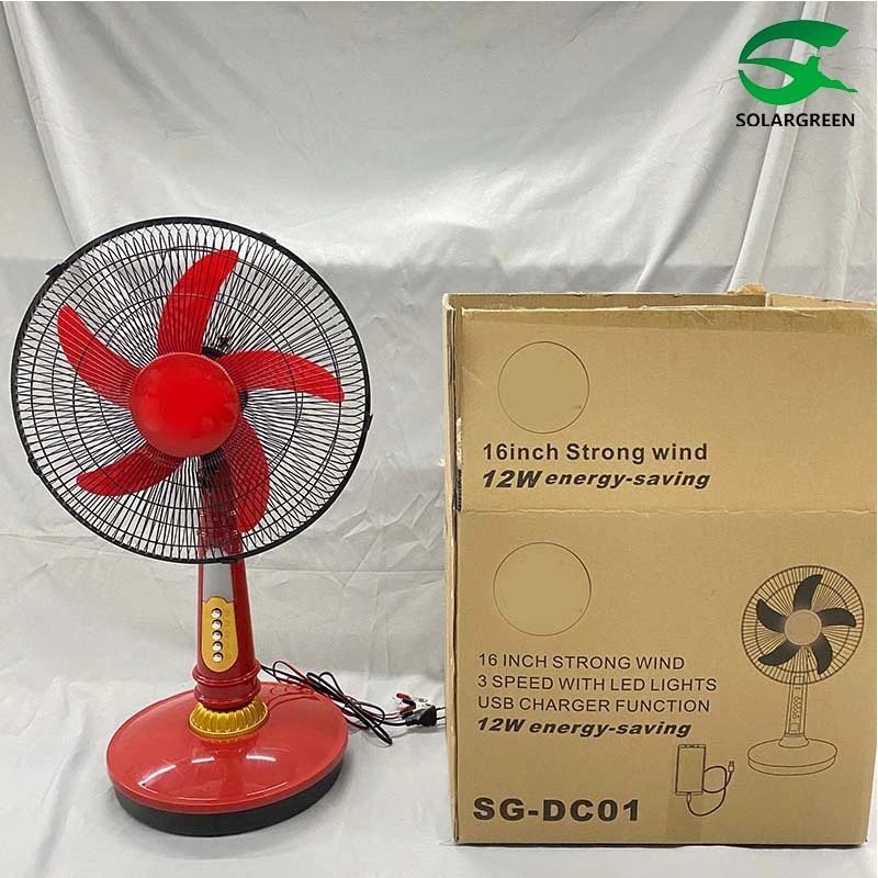 Factory Electric Rechargeable Power Table Fan 12/16inch Portable Solar Energy Fan