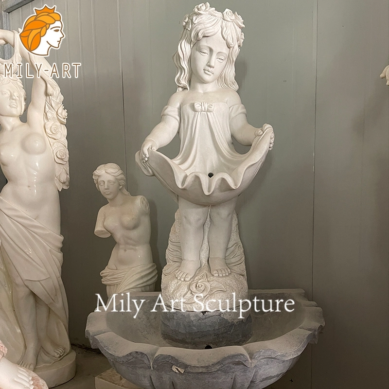 Custom Greek Hand Carved Natural Marble Women Fountain Sculpture