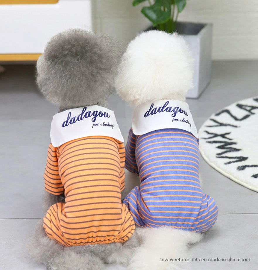 Vêtements en coton à rayures style combinaison pour chien – Accessoires pour le Pup en vêtements pour animaux