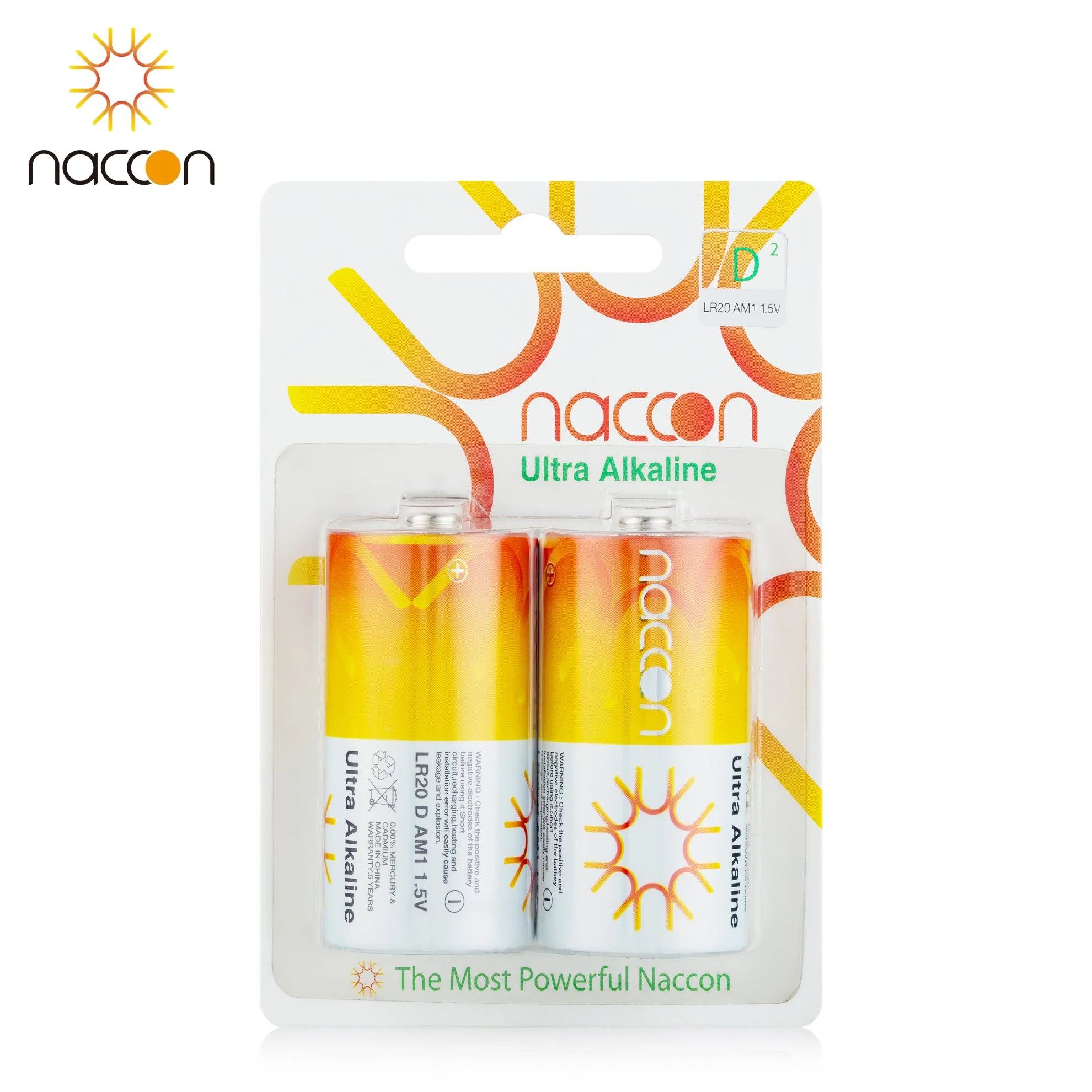 Naccon Factory Dry Battery Alkaline Lr20 D Size Battery Grade AA Quality Battery High-Performance Lr20p High Discharge Time Battery